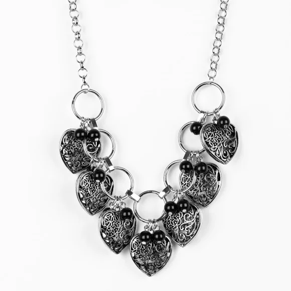 paparazzi Jewelry Paparazzi Black And Silver Heart Necklace